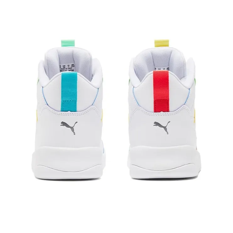 PUMA Backcourt Mid Rainbow Splicing Casual Shoes White-4