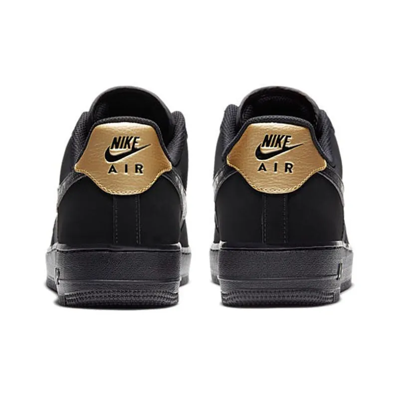 Nike Air Force 1 Low Nubuck Black Metallic Gold 2021-4
