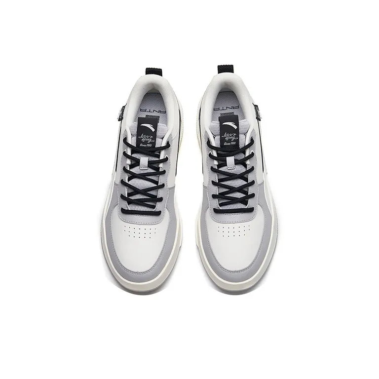 Anta Life Collection Anti-Slip Wear-Resistant Low-Top Skateboard Shoes White Gray-2