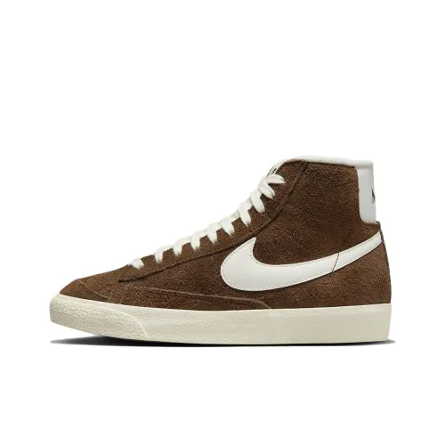 Nike Blazer Skateboard Shoes Men High-Top Brown/White