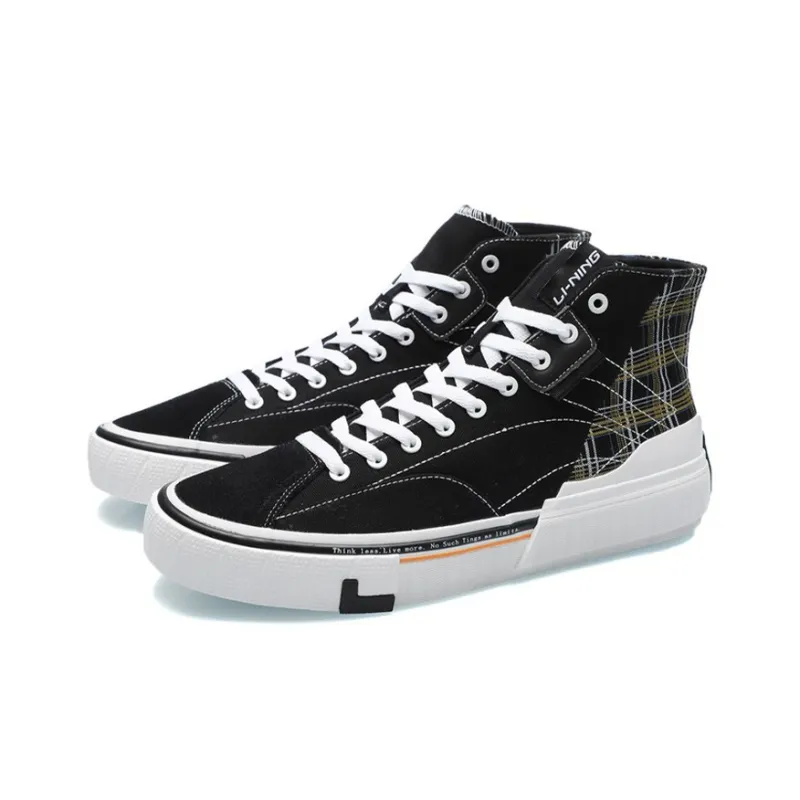 LiNing Wave Skateboard Shoes Unisex High Top Black/Yellow-2
