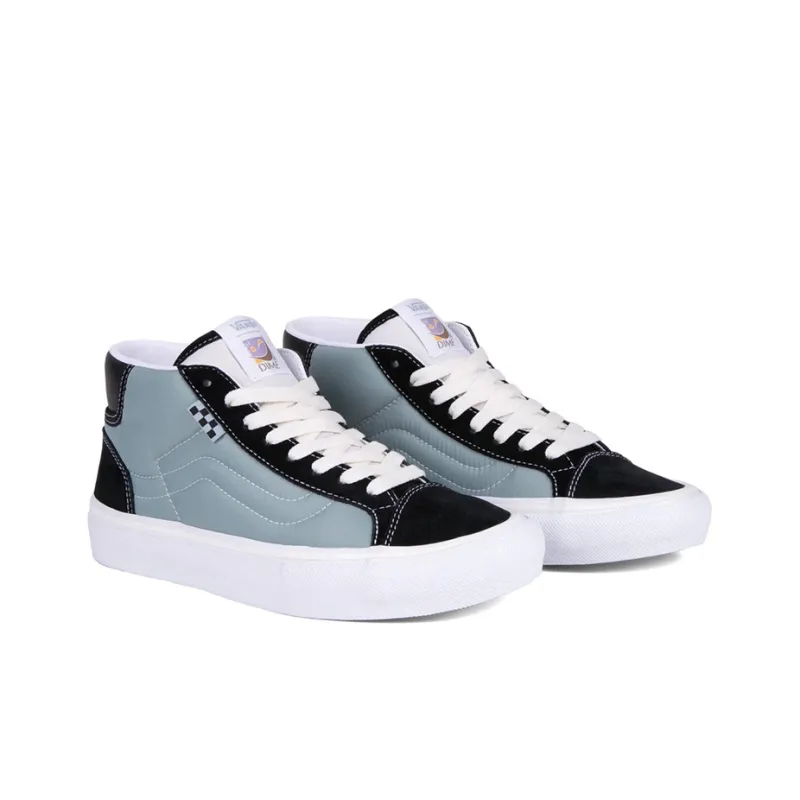 Vans Mid Skool Cushioned Wear-Resistant Lightweight Breathable Mid-Top Skateboard Shoes Unisex Blue Black-2