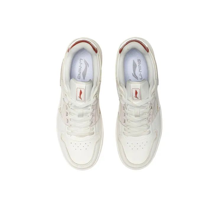 LiNing Tianji Slip Resistant Cushioning Wear Resistant Breathable Low Top Skateboard Shoes Men's Mist White-4