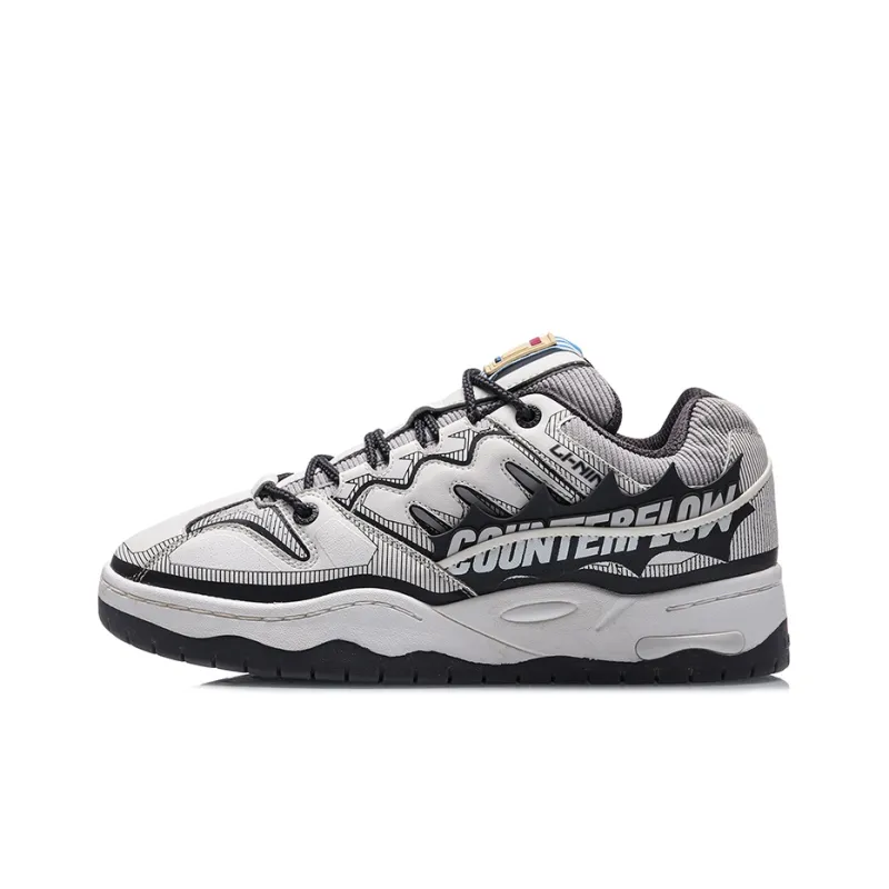 LiNing CF Hello Earth Collection Low-Top Skateboard Shoes Men's White Gray-0