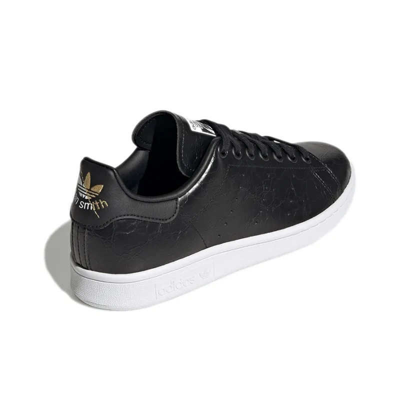 Adidas Stan Smith Cracked Leather Black Gold Women's-3