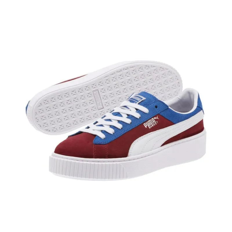 PUMA Basket Series Skateboard Shoes Women's Low-Top White/Red/Blue-4