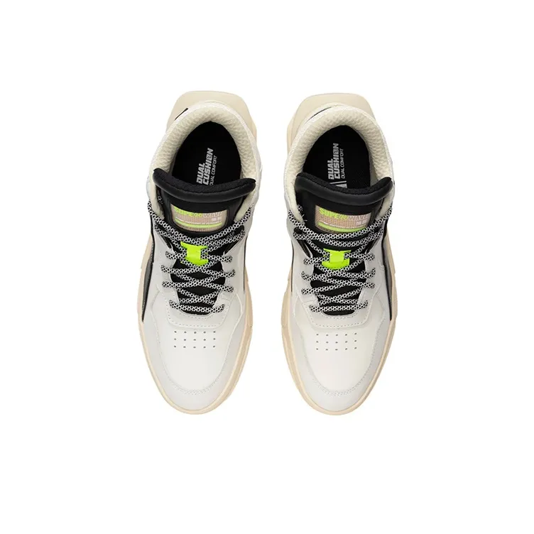 LiNing Wave PREMIUM Anti Slip Wear Resistant Mid Top Skateboard Shoes Men's White-2