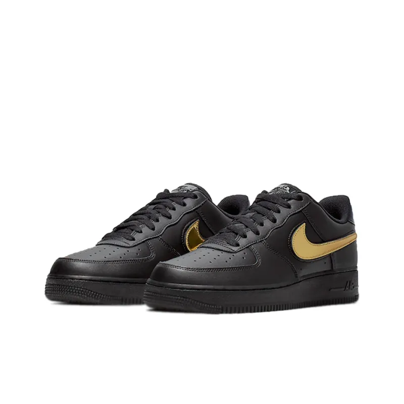 Nike Air Force 1 Black Metallic Gold Removable Swoosh Pack-2