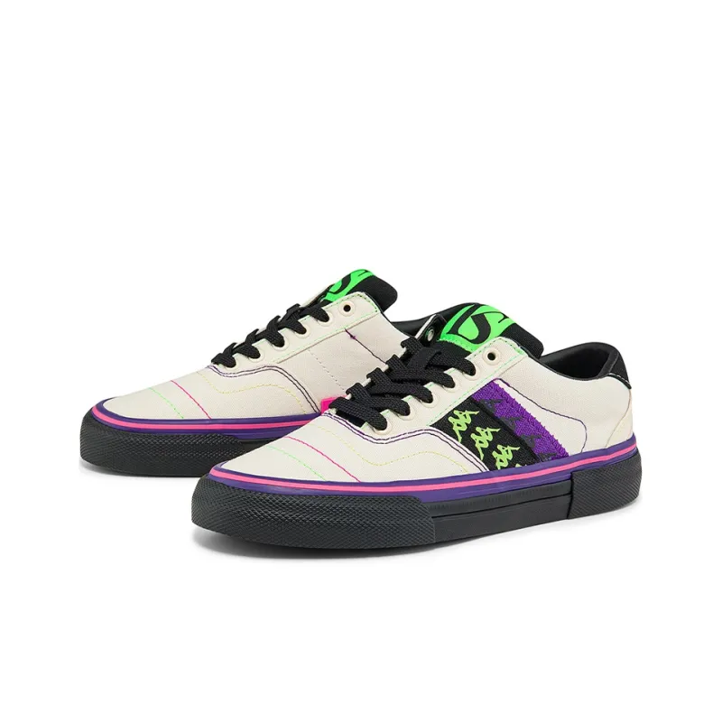 Kappa Wear Resistant Slip Resistant Low Top Skateboard Shoes Women's White Purple-4