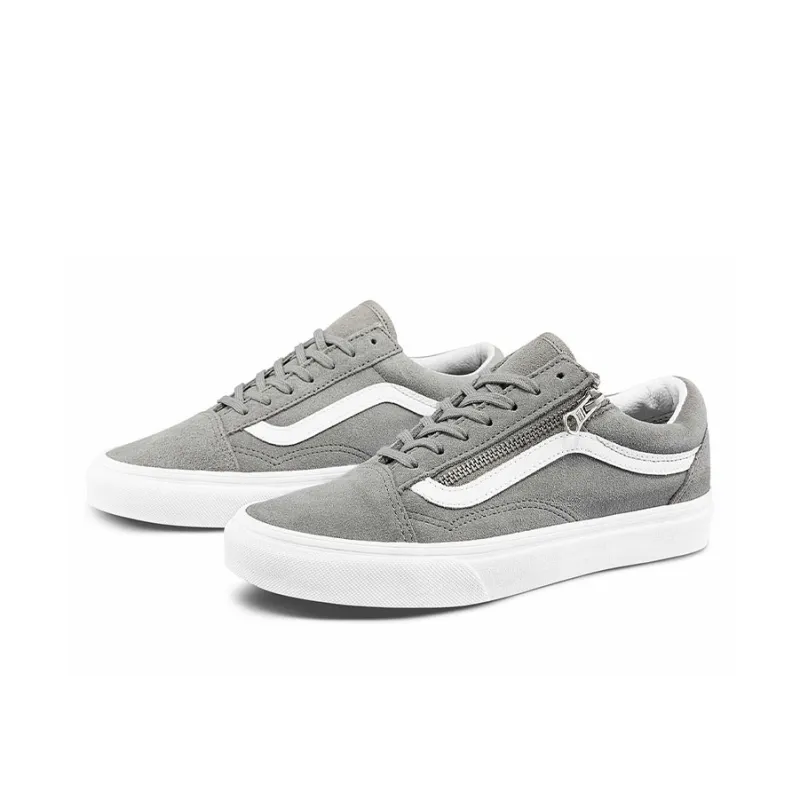 Vans Unisex Old Skool Zip Low Top Sneakers Grey 'Gray White'-1
