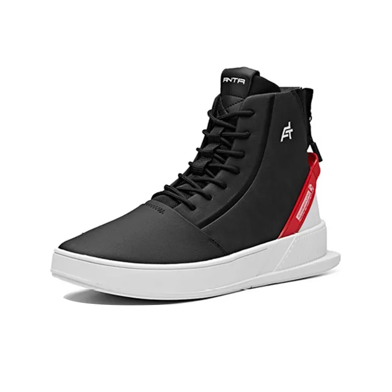 Anta Life Collection Coverage Anti-Slip And Wear-Resistant Breathable High-Top Skateboard Shoes Men's Black White Red-2