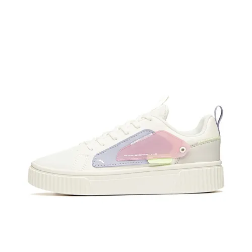 ANTA Skateboard Shoes Women's Low-Top Ivory White/Mulberry Purple/Plain Purple Red