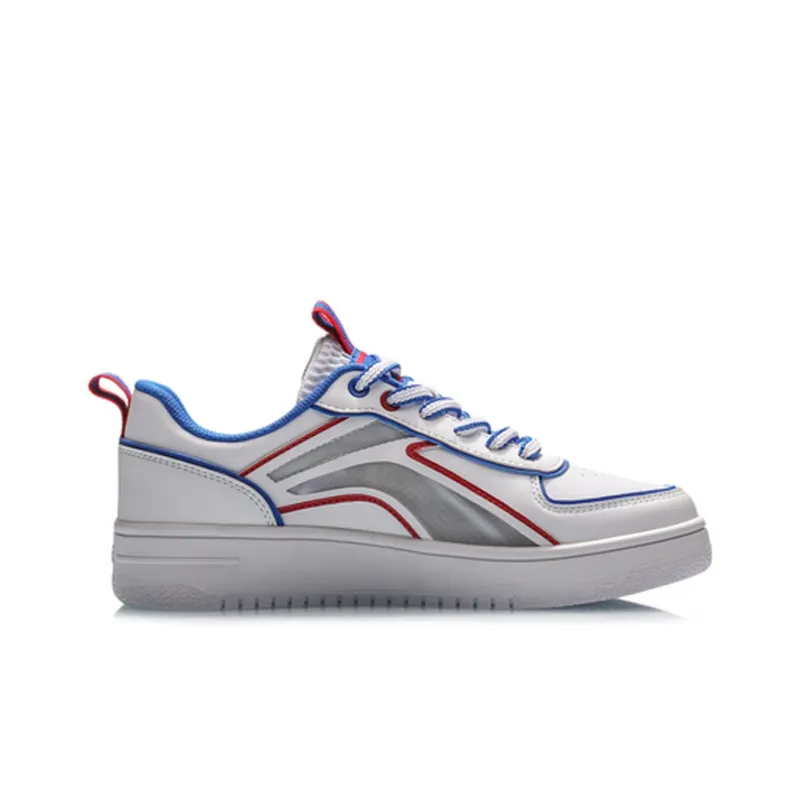 LiNing Low Top Skateboard Shoes Women's White Red Blue-1
