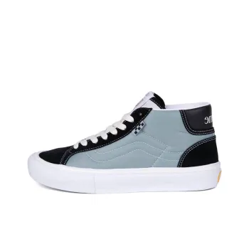 Vans Mid Skool Cushioned Wear-Resistant Lightweight Breathable Mid-Top Skateboard Shoes Unisex Blue Black