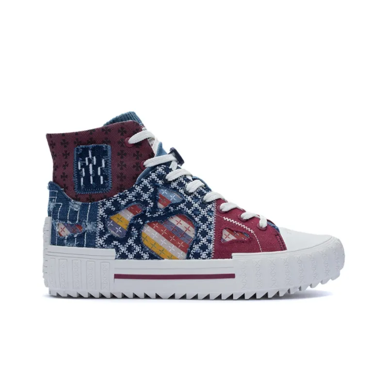 LINING CF Tracing Skateboard Shoes Unisex High-Top White/Red/Blue-1