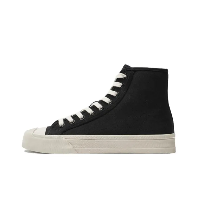 ZARA Anti-Slip Wear-Resistant High-Top Skateboard Shoes Men's Black-0