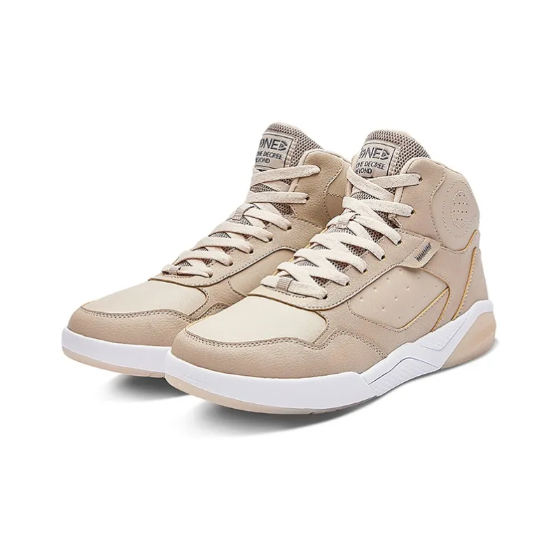 361° Winter Syndrome Wear Resistant Slip Resistant High Top Winter Padded Skateboard Shoes Men's Light Bone-3
