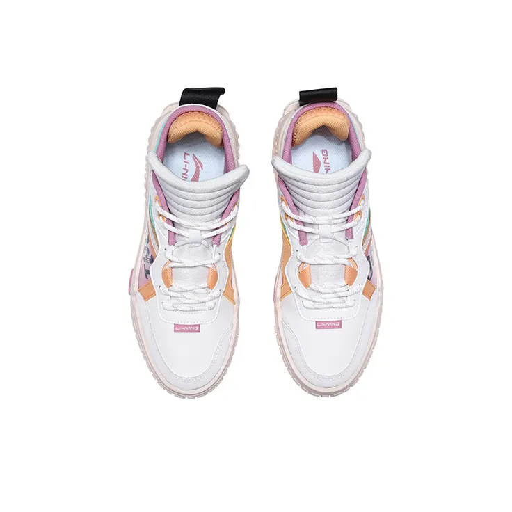 LiNing 001 Unblock Anti Slip And Wear Resistant Lightweight Low Top Skateboard Shoes Women's White Purple-3