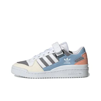Adidas Originals Forum Low Wear resistant Non Slip Casual Skateboarding Shoes White Blue Gray Women's