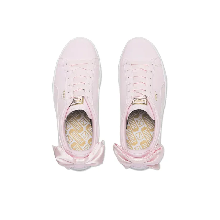 PUMA Basket Bow Patent Casual Shoes White/Pink Women's-3