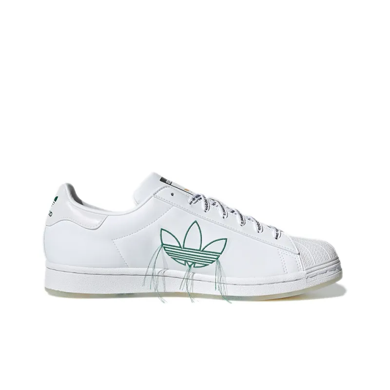 Superstar Adidas Originals 'Logo Stripes White Bright Green'-1