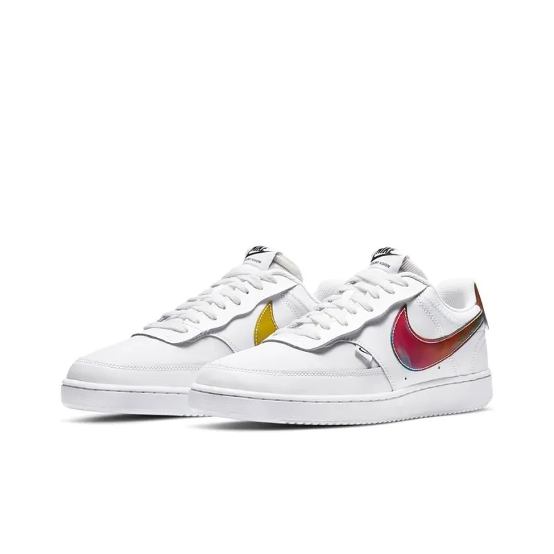 Nike Court Vision Low Premium 'White Rainbow Swoosh'-2