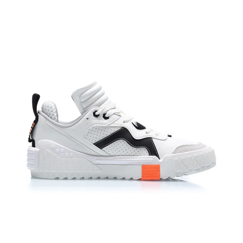 LiNing 001 Unblock Cushioning Wear Resistant Low Top Skateboard Shoes Men's White Black-1