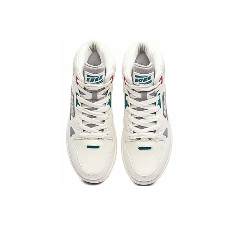 Erke Pact Slip Resistant Cushioning Wear Resistant High Top Skateboard Shoes Men's White Gray-2