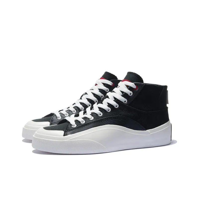 LiNing Rijin Doujin Collection VULC Hi Wear resistant And Lightweight High Top Skateboard Shoes Men's Black-2