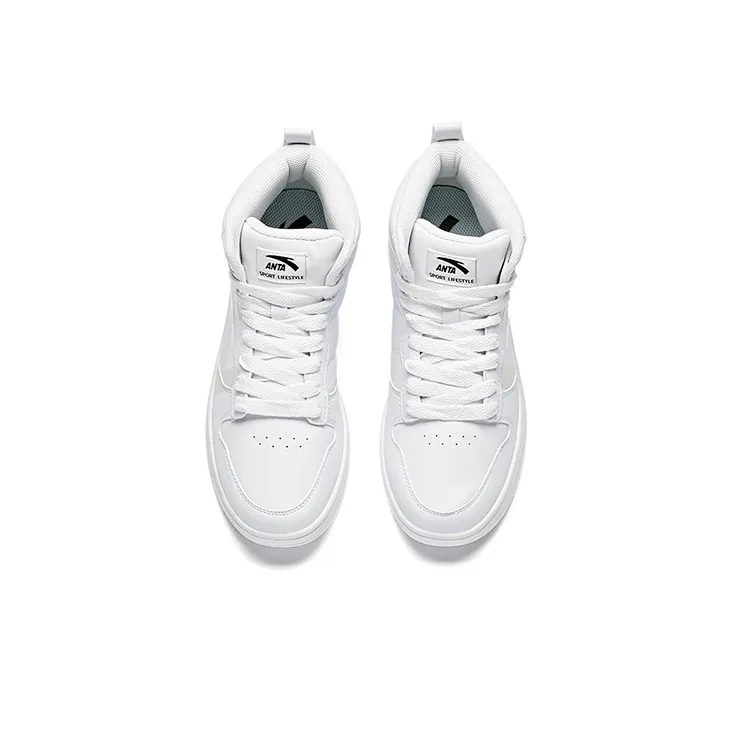 Anta Slip Resistant Coverage High Top Skateboard Shoes Women's Anta White-2