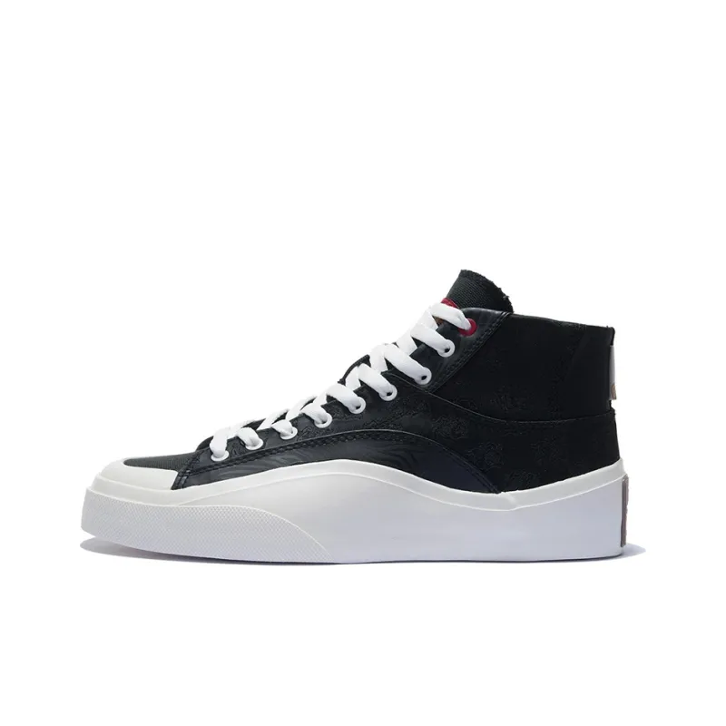 LiNing Rijin Doujin Collection VULC Hi Wear resistant And Lightweight High Top Skateboard Shoes Men's Black-0