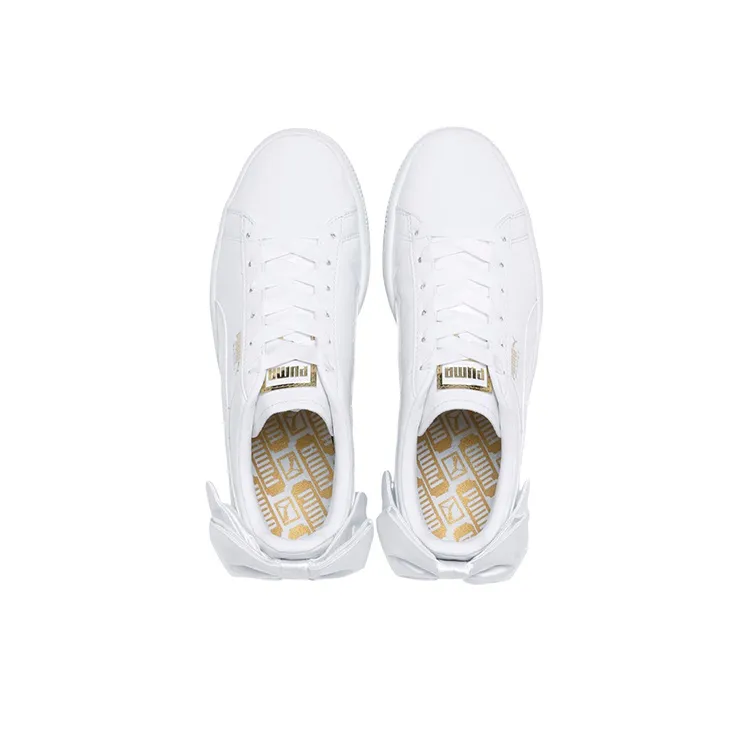 PUMA Basket Bow Patent Shoes White Women's-2