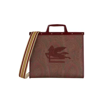 ETRO Jacquard Fabric Tote Bag Shopping Bag Shoulder Bag Crossbody Bag Handbag Medium Size Women's Burgundy