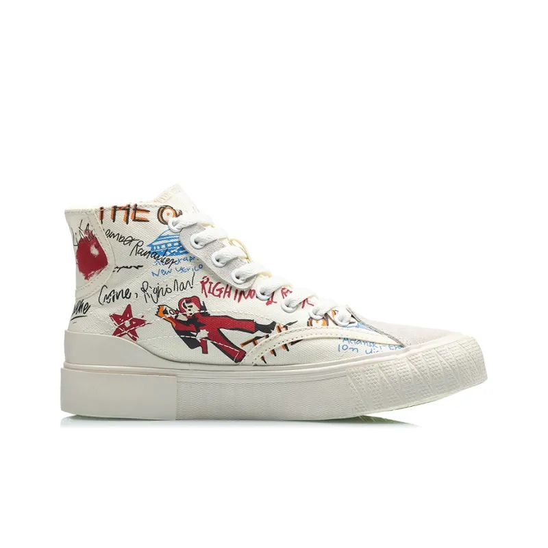 LiNing CF Hello Earth High Top Skateboard Shoes Men's White Red-1