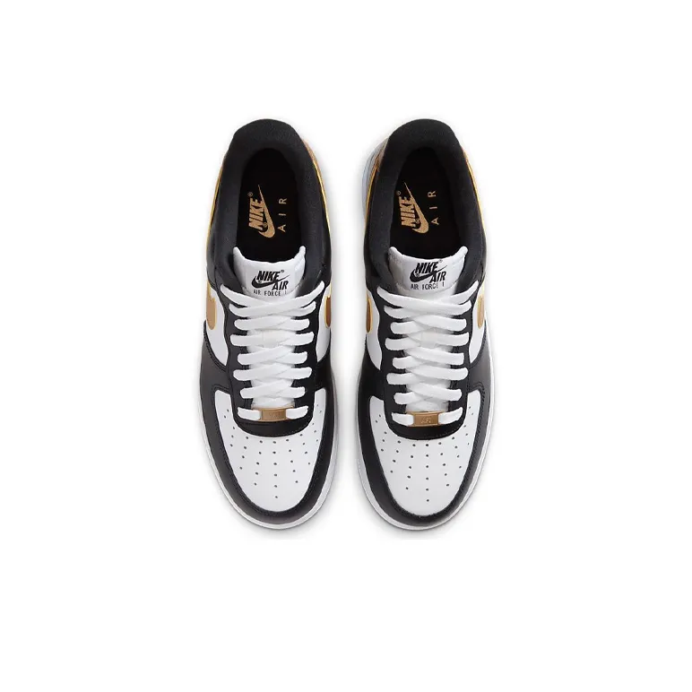 Nike Air Force 1 Low Black White Metallic Gold-3