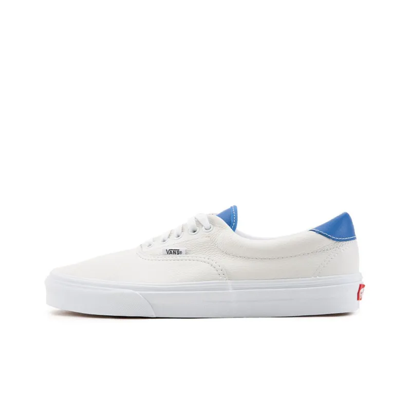 Vans Era Leather Lightweight Cozy Low Tops Casual Skateboarding Shoes Unisex White Blue-0