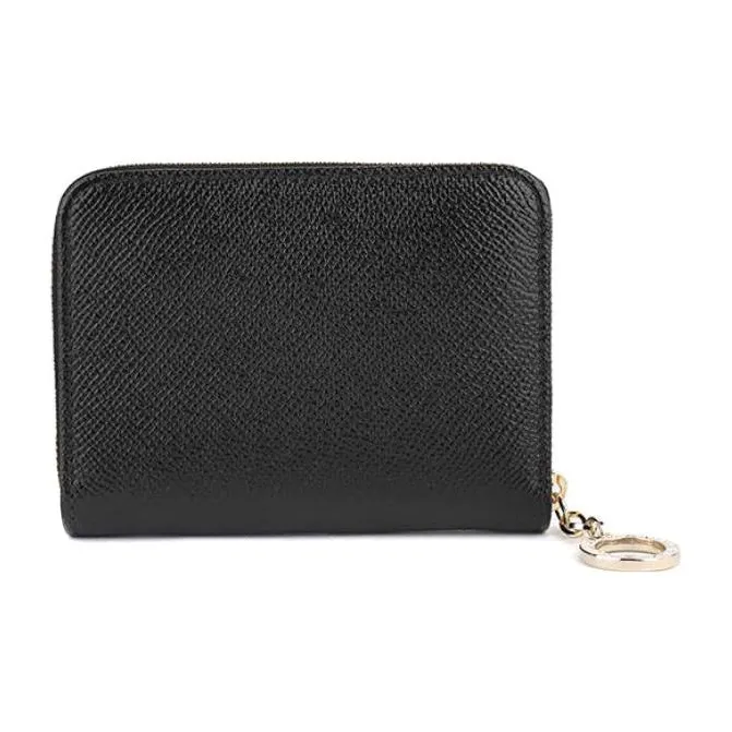 BVLGARI Cow Leather Coin Purses Wallets Women's Black-1