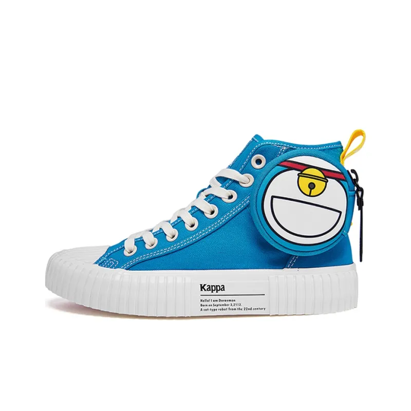 Doraemon x Kappa Anti Slip Wear Resistant Lightweight Breathable High Top Skateboard Shoes Unisex Blue-0
