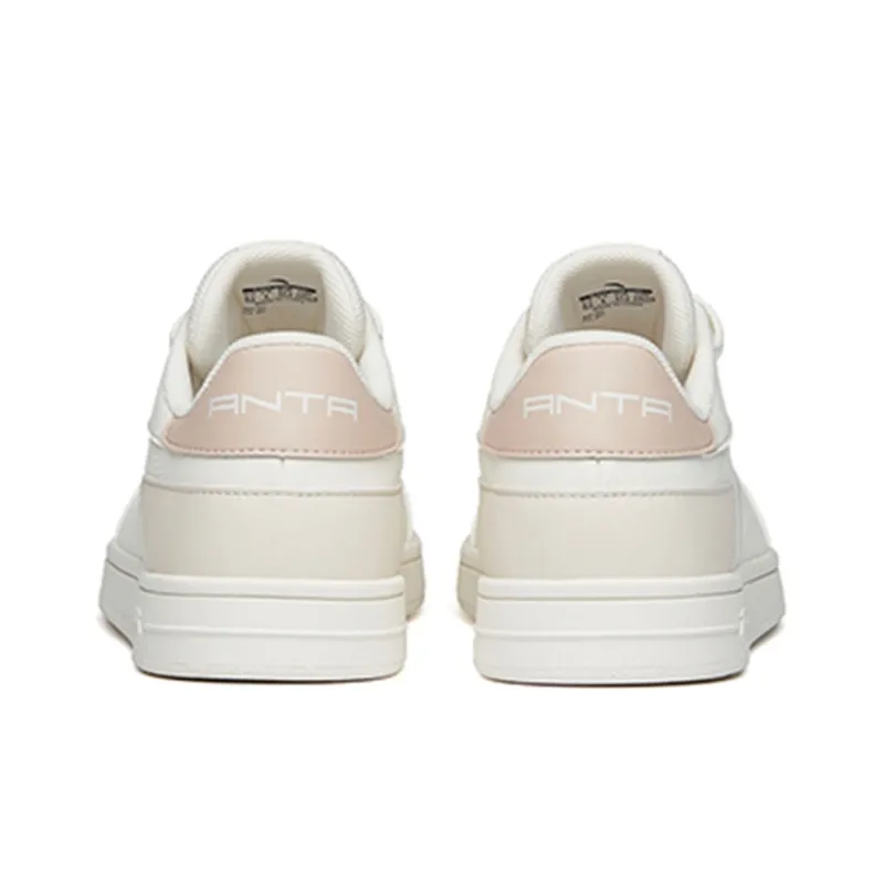 Anta Anti Slip Wear Resistant Low Top Skateboard Shoes Women's Pink White-3