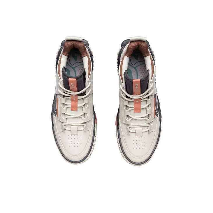 LiNing Coverage Slip Resistant, Abrasion Resistant, Lightweight, Breathable Mid Top Skateboard Shoes Men's Gray Brown-3
