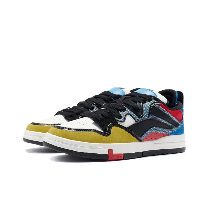 LiNing Wave Pro Anti-Slip And Wear-Resistant Lightweight Low-Top Skateboard Shoes Men's Black Red Yellow-2