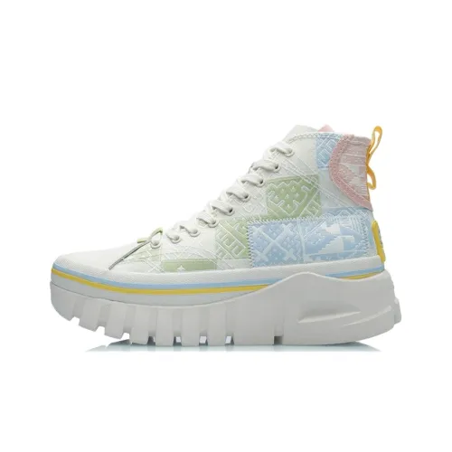 LiNing Wave Casual Shoes Women's High-Top Pearl White/Natural Fruit Green