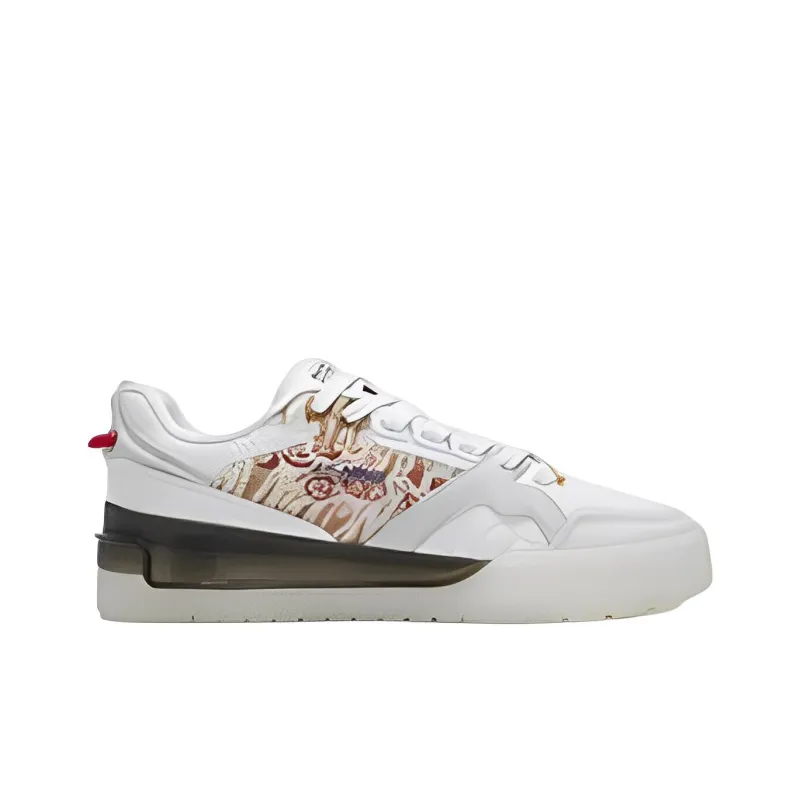 LiNing 001 BTC BTC Boom Daily Gold Rush Anti Slip And Wear Resistant Lightweight Low Top Skateboard Shoes Women's White-2