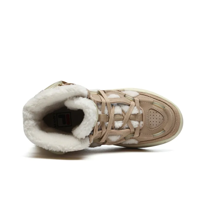 Lanvin x FILA Lanvin High Top Skateboard Shoes Women's Creamy Beige-2