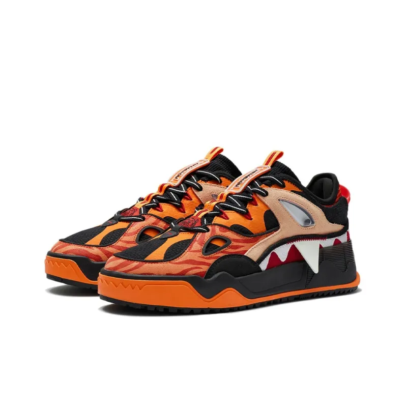 LiNing CF Anti-Slip Wear-Resistant Low-Top Skateboard Shoes Men's Black Orange-2