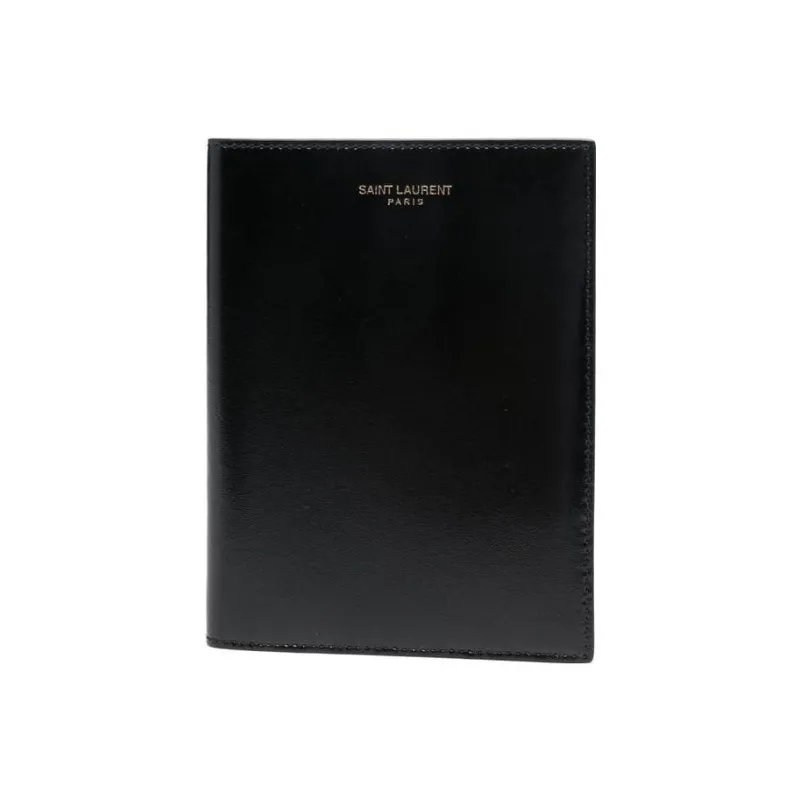 SAINT LAURENT PARIS Patent Leather Card Holders Passport Holders Men's Black-1