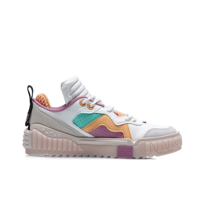 LiNing 001 Unblock Anti Slip And Wear Resistant Lightweight Low Top Skateboard Shoes Women's White Purple-1