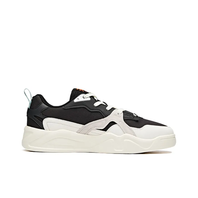 Anta Cushioning Anti Slip And Wear Resistant Low Top Skateboard Shoes Men's Black White Cyan-2