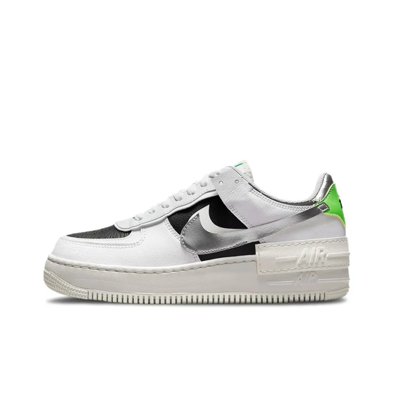 Nike Air Force 1 Low Shadow White Metallic Silver Black Green Women's'ss'-0