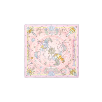 HERMES Square Scarf Choral Song Of Stars Silk Scarves Women's Pink